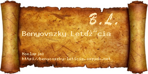 Benyovszky Letícia névjegykártya